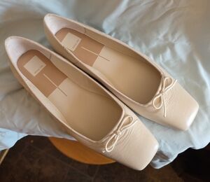 Dolce Vita Cream Square-Toe Ballet Flats with Bow